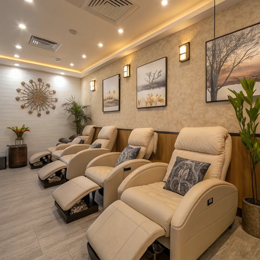 Interior of CALYREXON Massage Salon, displaying a calm and inviting atmosphere