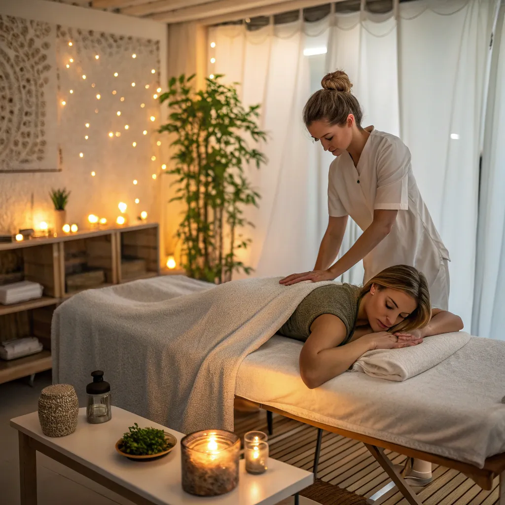 Relaxational massage therapy in a serene environment